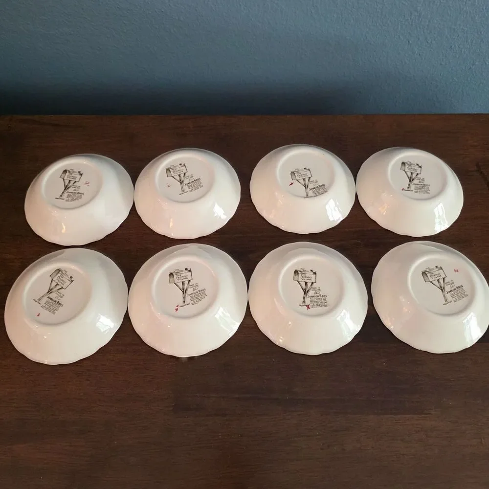 Set of 8 Johnson Bros FRIENDLY VILLAGE  Stone Wall 5